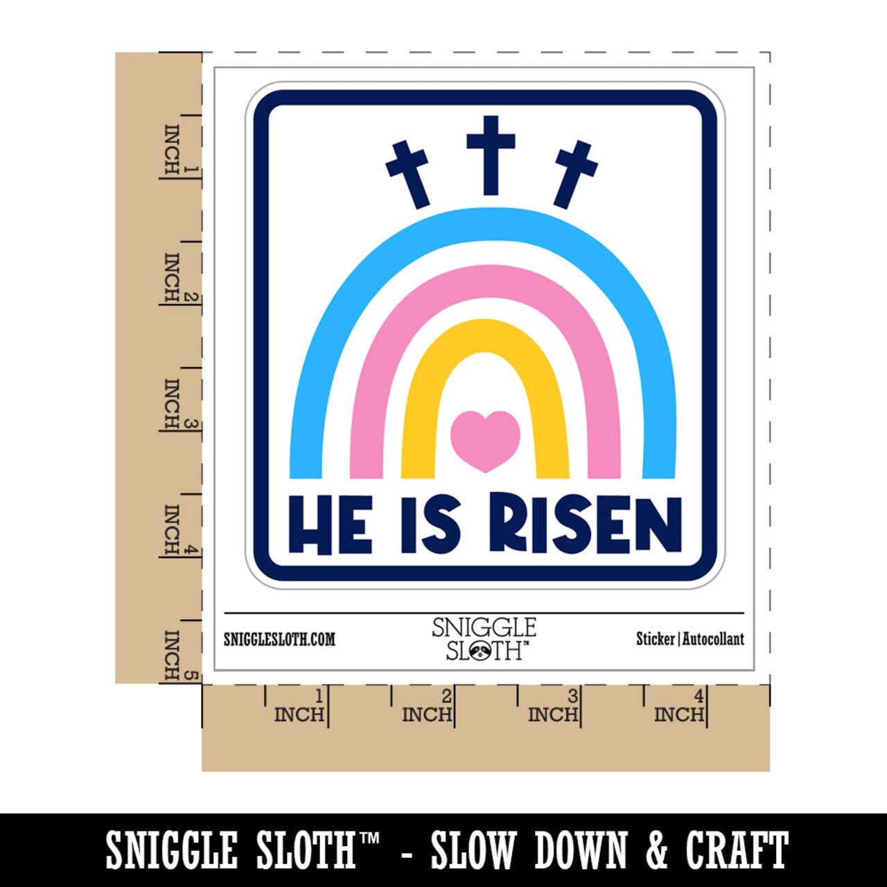 Easter Rainbow He is Risen Three Crosses Waterproof Vinyl Phone Tablet Laptop Water Bottle Sticker Set - 5 Pack